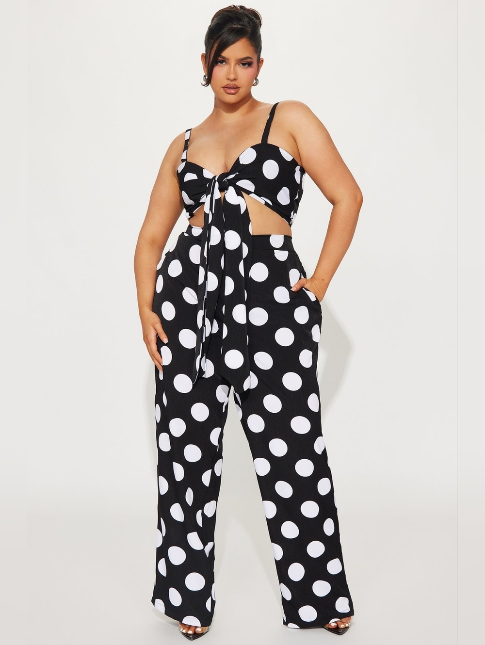 Fashion Nova Polka Dot Two Peice Pant Set
